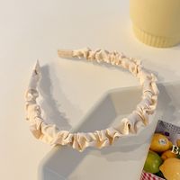 Fashion Cute Solid Color Satin Pleated Thin Cloth Headband Wholesale sku image 8
