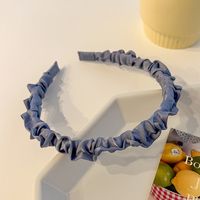 Fashion Cute Solid Color Satin Pleated Thin Cloth Headband Wholesale sku image 4