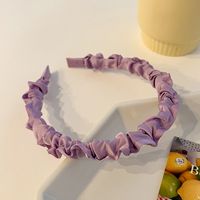 Fashion Cute Solid Color Satin Pleated Thin Cloth Headband Wholesale sku image 5
