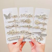 New Fashion Shiny Pearl Inlaid Rhinestone Metal Hair Clip main image 2