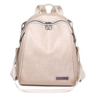 New Multi-functional Oil Leather Women's Leather Large Capacity Backpack sku image 1