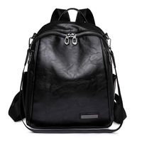 New Multi-functional Oil Leather Women's Leather Large Capacity Backpack sku image 3