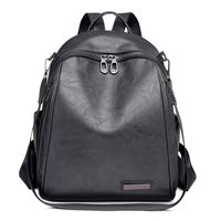New Multi-functional Oil Leather Women's Leather Large Capacity Backpack sku image 4