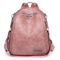 New Multi-functional Oil Leather Women's Leather Large Capacity Backpack sku image 2