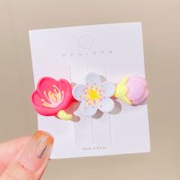 Cute Pink Flower Shape Metal Hair Clip Set sku image 2