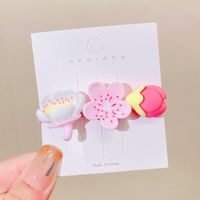 Cute Pink Flower Shape Metal Hair Clip Set sku image 3