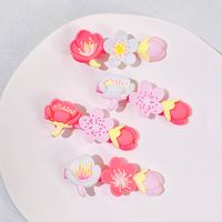 Cute Pink Flower Shape Metal Hair Clip Set main image 6
