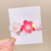 Cute Pink Flower Shape Metal Hair Clip Set sku image 1