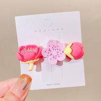 Cute Pink Flower Shape Metal Hair Clip Set sku image 4