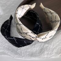 Retro Black White Crossed Fabric Wide Edge Hair Band main image 5