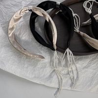 Fashion Retro Solid Color Tassels Pearl Fabric Headband main image 1