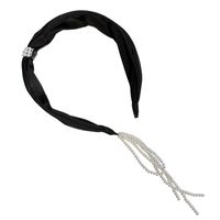 Fashion Retro Solid Color Tassels Pearl Fabric Headband main image 3