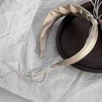 Fashion Retro Solid Color Tassels Pearl Fabric Headband sku image 1