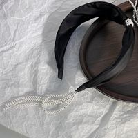 Fashion Retro Solid Color Tassels Pearl Fabric Headband sku image 2