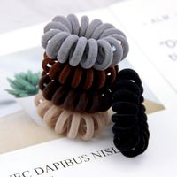 Telephone Line Shaped Solid Color Flocking Simple Hair Ring main image 3