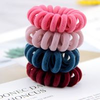 Telephone Line Shaped Solid Color Flocking Simple Hair Ring main image 4