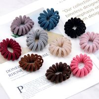 Telephone Line Shaped Solid Color Flocking Simple Hair Ring main image 5