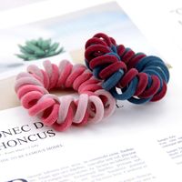 Telephone Line Shaped Solid Color Flocking Simple Hair Ring main image 6
