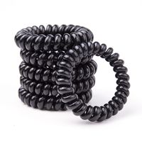 Set Large Bold Black High Elastic Telephone Wire Hair Accessories Hair Rope main image 2