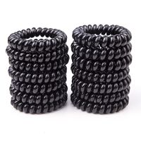 Set Large Bold Black High Elastic Telephone Wire Hair Accessories Hair Rope main image 5