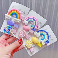 Cartoon Rainbow Candy Color Three-piece Hair Clip Set main image 6