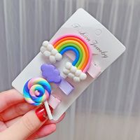 Cartoon Rainbow Candy Color Three-piece Hair Clip Set sku image 1