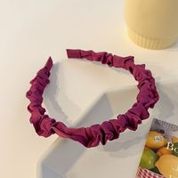 Fashion Cute Solid Color Satin Pleated Thin Cloth Headband Wholesale sku image 2