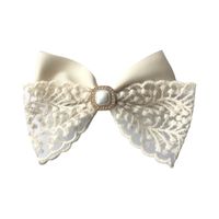 2022 New Lace Embroidered White Bow  Fabric Spring Clip Barrettes main image 2