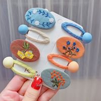 Fashion Flower Embroidery Small Hairpin Bow Barrettes Set main image 1