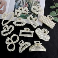 Simple Pearl Stitching Transparent Large Claw Hair Clip main image 1