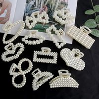 Simple Pearl Stitching Transparent Large Claw Hair Clip main image 6