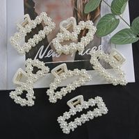 Simple Pearl Stitching Transparent Large Claw Hair Clip main image 4
