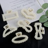 Simple Pearl Stitching Transparent Large Claw Hair Clip main image 2