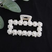 Simple Pearl Stitching Transparent Large Claw Hair Clip sku image 1