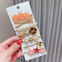 Metal Pearl Decor 8-piece Barrettes Hair Clip Set sku image 58