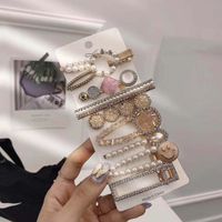 Metal Pearl Decor 8-piece Barrettes Hair Clip Set sku image 61