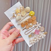 Metal Pearl Decor 8-piece Barrettes Hair Clip Set sku image 43