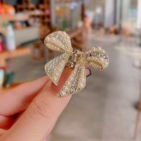New Fashion Small Butterfly Bowknot Shape Pearl Rhinestone Small Hair Claw main image 5