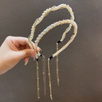 New Simple Tassel Thin Chain Hair  Pearl Band main image 2