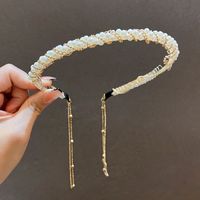 New Simple Tassel Thin Chain Hair  Pearl Band main image 4