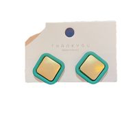 Simple Fashion Green Blue Red Square Alloy Stud Earrings main image 4