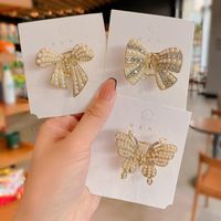 New Fashion Small Butterfly Bowknot Shape Pearl Rhinestone Small Hair Claw main image 3