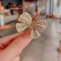 New Fashion Small Butterfly Bowknot Shape Pearl Rhinestone Small Hair Claw sku image 4