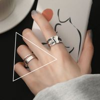 Female Fashion Silver Solid Color Alloy Open Ring sku image 9