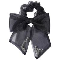 Fashion New Black Mesh Ribbon Large Pearl Bow Headband Hair Accessories main image 5