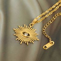Mode Teufel Auge Intarsien Zirkon Galvani 18k Gold Edelstahl Halskette sku image 1