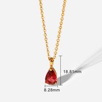 Fashion Zircon Colorful Drop-shaped Teardrop Pendant Female Titanium Steel Necklace sku image 7