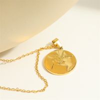 Fashion Retro Embossed Couple Concave-convex Abstract Stainless Steel Necklace main image 2