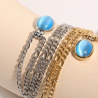 Fashion Summer New Simple Gem Opal Pendant 18k Stainless Steel Necklace main image 4