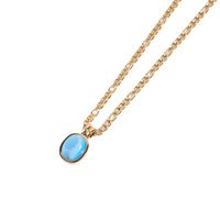 Fashion Summer New Simple Gem Opal Pendant 18k Stainless Steel Necklace main image 5